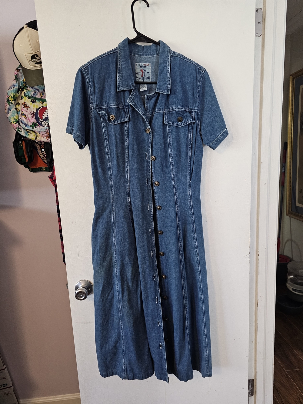 Classic Blue Denim Button-Front Dress
